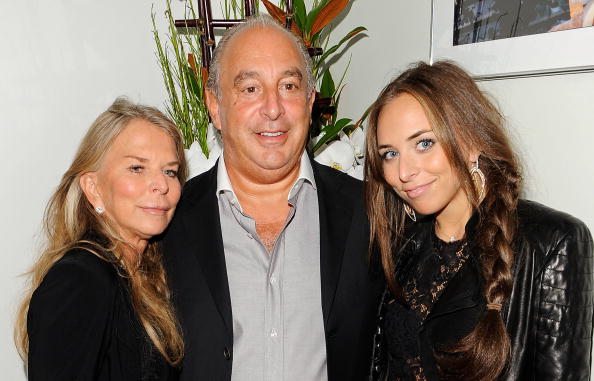 LONDON, ENGLAND - SEPTEMBER 29: (L to R) Cristina Green, Sir Philip Green, and Chloe Green attend the launch party for 'Promise', a new capsule ring collection created by Cheryl Cole and de Grisogono, at Nobu London on September 29, 2010 in London, England. (Photo by Ian Gavan/Getty Images for de Grisogono)