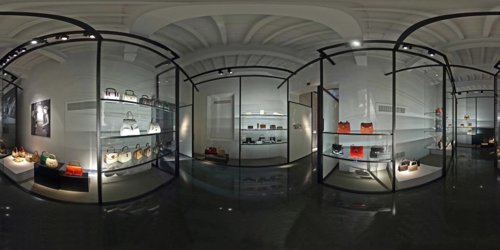 Sala Hand Bags dentro del Museo Gucci