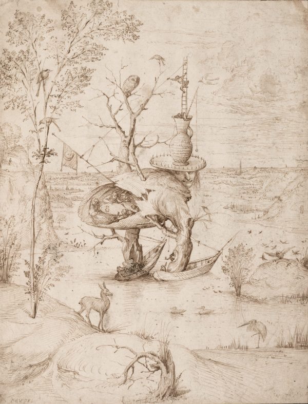 El hombre-árbol. El Bosco. Tinta parda a pluma, 227 x 211 mm h. 1500-10 Viena, Albertina