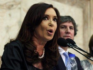 Argentina's President Fernandez de Kirchner speaks next to Vice-President Boudou during the opening session of the 131st legislative term of Congress in Buenos Aires