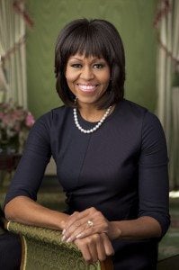 Handout photo of the official portrait of First Lady Michelle Obama in the Green Room of the White House